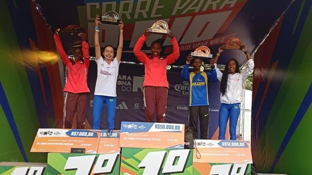 Pódio feminino da maratona